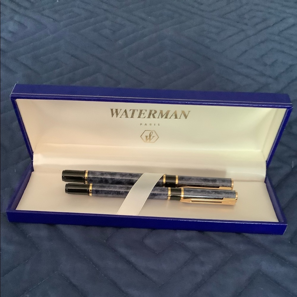 Waterman Fountain and Ballpoint Pens with Case